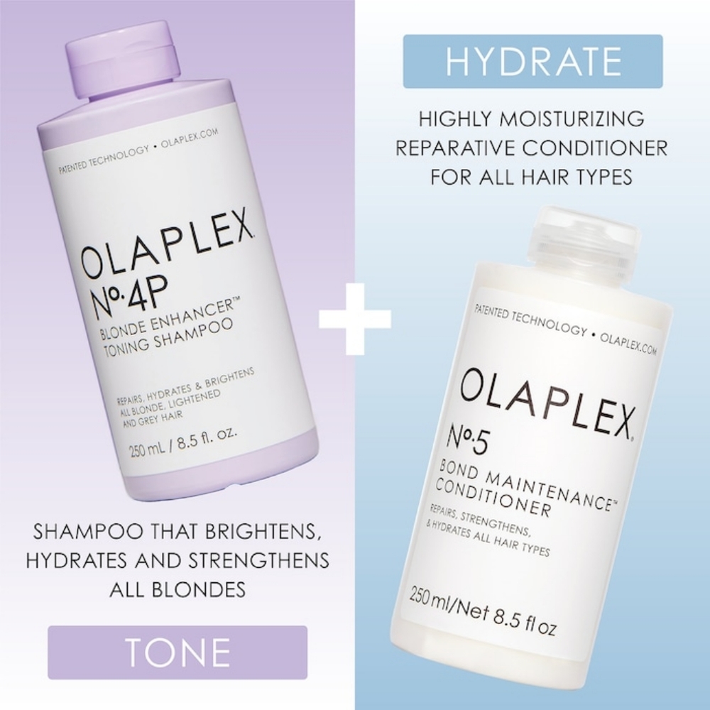 Olaplex No 4P Blonde Enhancer Toning Shampoo & No 5 Conditioner - Picture 2 of 2